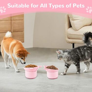 Підвищений годівниця для котів - годівниця для повільного годування, регульована висота, силікон, рожева