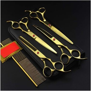Набір професійних ножиць для грумінгу собак (7 дюймів) - ножиці для стрижки, фінальної обробки, з нержавіючої сталі (золотий)