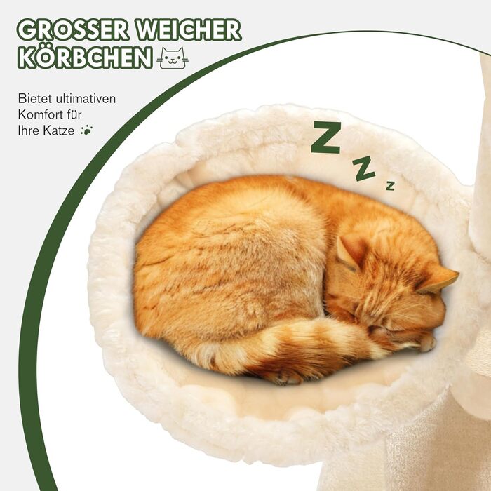 Декілька рівнів, гамак та кошики: кігтеточка MUTICOR для великих котів, 168 см, бежева