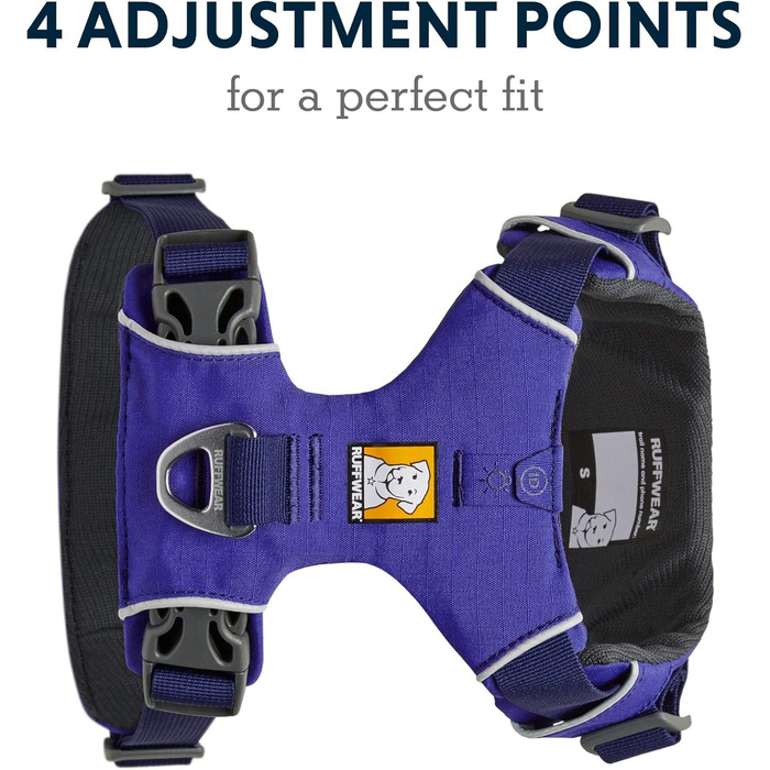 Шлея для собак RUFFWEAR Front Range, світловідбиваюча, з м'якою підкладкою, проти ривків, синя, розмір XS