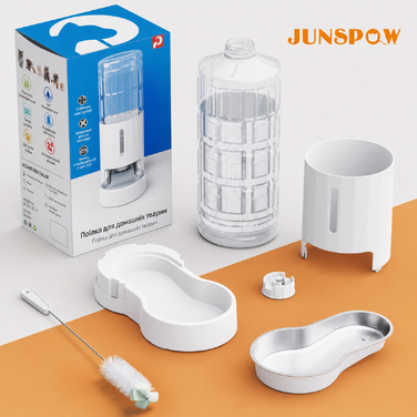 Автоматична поїлка для собак і котів JUNSPOW, 9 л, нержавіюча сталь, безшумна, без електрики, чорна