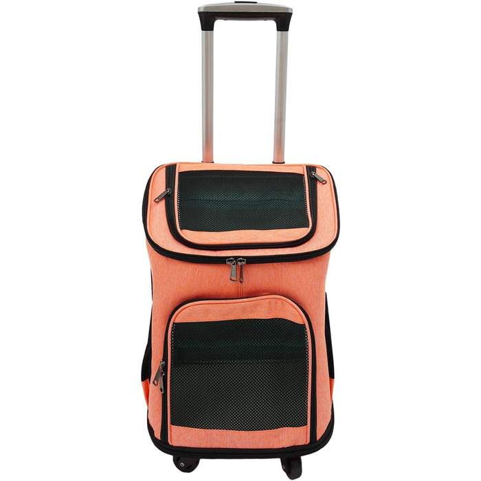 Складаний рюкзак-переноска для собак та котів Soudesileim 2-в-1 з візком, до 9 кг (кіт) та 7.5 кг (собака), 34x28x44 см, дихаючий, помаранчевий