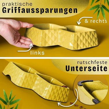 Набір мисок для котів та маленьких собак з бамбука ne&no® - антиковзаюча підставка, 400г корму, 350мл води, жовтий колір