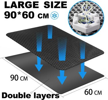 Килимок для котячого туалету 90x60 см, двошаровий, неслизький, з дизайном стільових сот, EVA матеріал (чорний)
