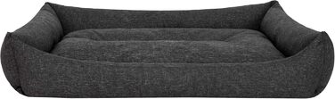 Ліжко для собак, м'яке лежання, крісло-мішечок для тварин, кошик для собак, лежанка XL (82x60 см), чорний колір, екологічна тканина