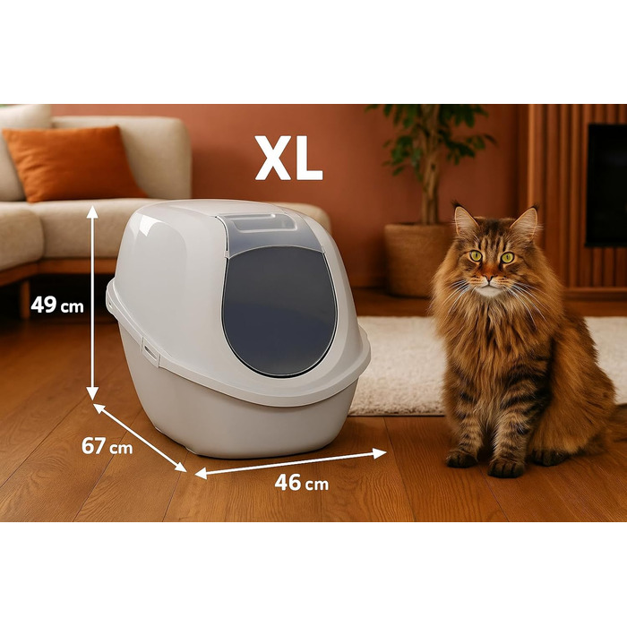 Торгівля туалетом для котів Flamingo Trini XL сірий – з фільтром з активованого вугілля, з переробленого пластику