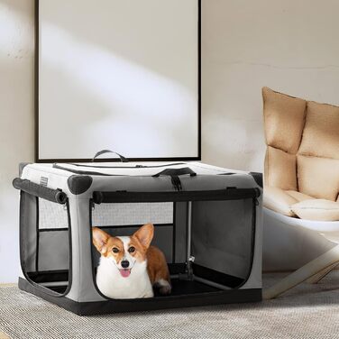 Транспортна переноска для собак Petsfit, складана, сіра, для великих, середніх та маленьких собак