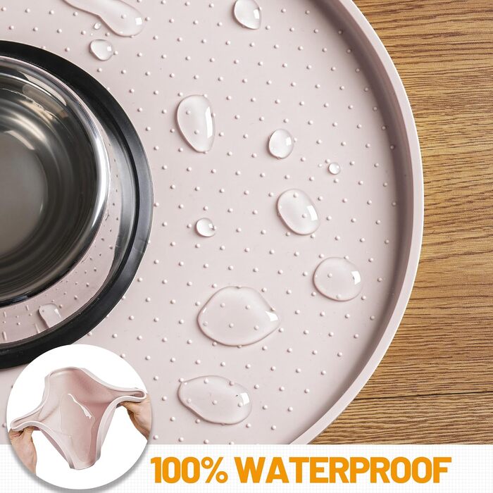 Гумова килимок для годівлі собак та котів з високим бортиком, водонепроникний, розмір 19' x 12' (білий пісок)