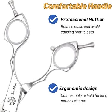Професійна вигнута ножиця для грумінгу домашніх тварин 7.5 дюймів (25 градусів) з 35 зубцями, коефіцієнт розрідження 65%, високоякісна грумерська ножиця