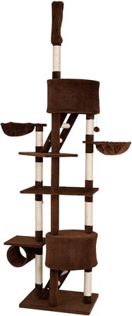 Драбина для котів Lionto XXL з сизалю та плюшу, 230-250 см. Комплектація: іграшкові м'ячики, дзвіночки, гамак, тунель, печера. Підходить для котів будь-якого розміру, колір: коричневий