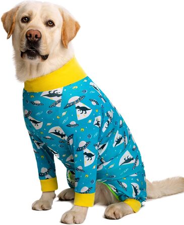 Піжама для собак, еластична, анти-волосся, пилозахисна, для середніх та великих собак (34/60см, зелений олень, 32/56см, синій динозавр)