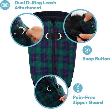 Жилет для собак Gooby Modische, степеневий, з еластичною зоною грудей, ромбовий візерунок, червоний у клітинку (L, M)