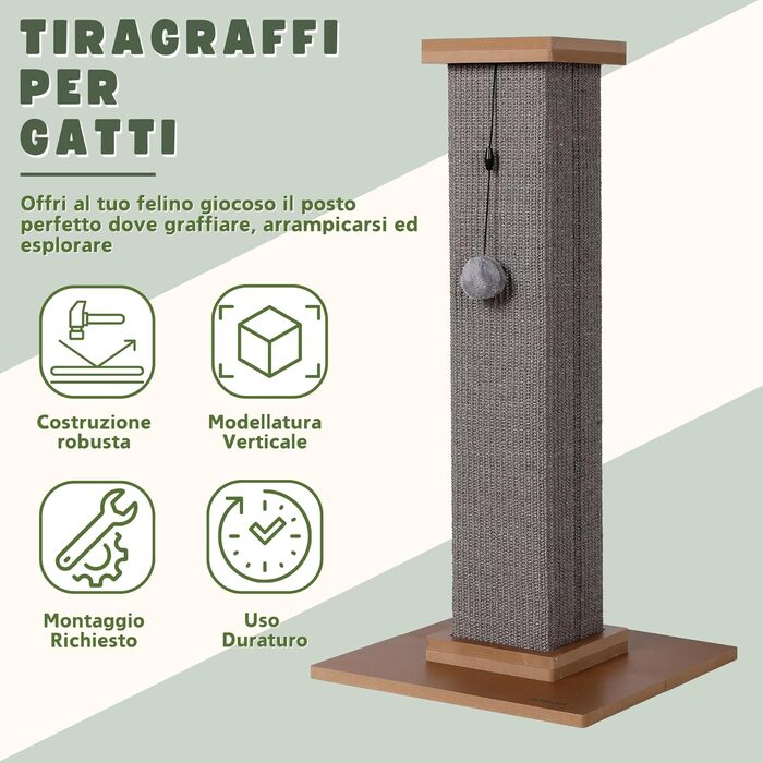 Стовпчик для дряпання котів Ultimate Heavy Duty, велика римська колона, сірий, 40x40x78 см