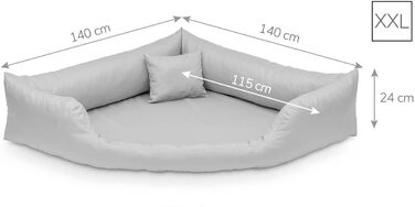 Ліжко для собак Juelle з штучної шкіри, кутовий дизайн, для середніх та великих собак, м'який пухнастий килимок, диван Gabi M-XXL (140x140см, світло-коричневий) XXL - 140x140x24 см, коричневий