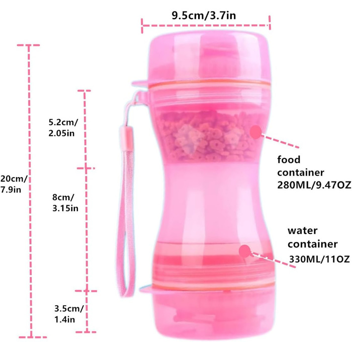 Водяна пляшка для собак з дозатором води та контейнером для корму, ідеальна для прогулянок та подорожей