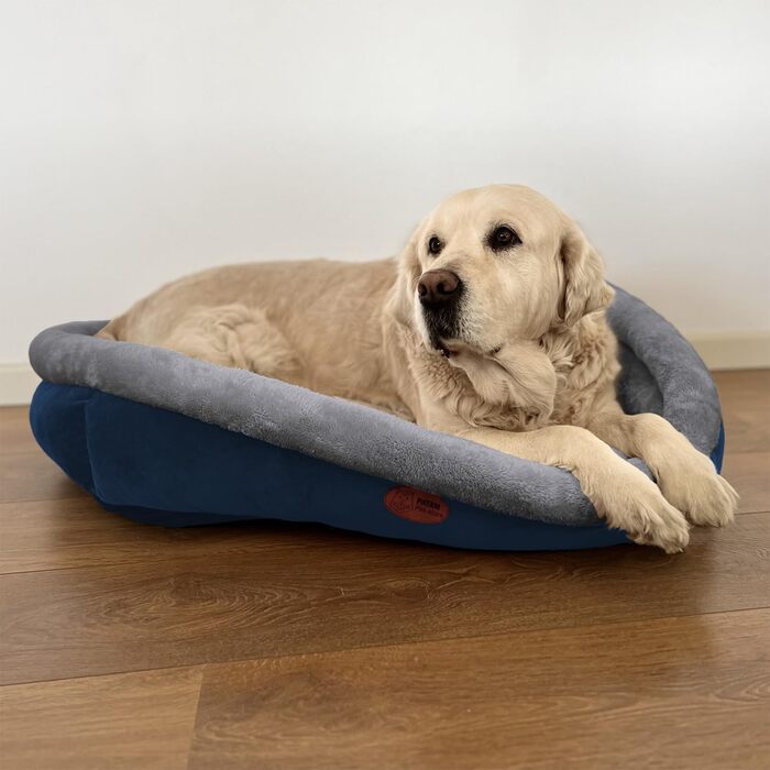 Ліжко для собак та котів Kira – знімний матрац, м'яке та нековзне, можна прати в машині – Small 51 x 46 x 18 см (Extra-Large 90x65x23 см, Блакитний)