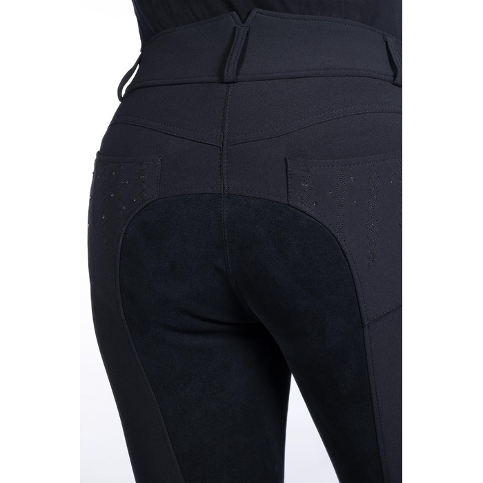 Брюки для верхової їзди HKM Savona, чорні, з деталями зі стразів та Alos-покриттям, розмір 40