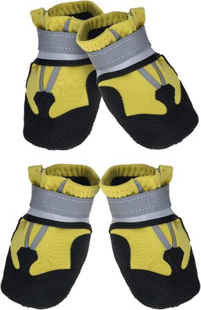 Жовті чоботи для собак REESTBOO, XXL, 4 шт. Водонепроникний захист лап, антиковзаючі, з світловідбиваючим ремінцем, на липучці. Підходять для великих собак, снігу та дощу.