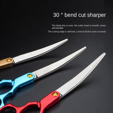 Професійна фурчійська ножиця для собак та котів, 6.5 дюймів, вигнута ножиця для грумінгу домашніх тварин, інструменти для догляду за тваринами (жовта, вигин 30°)