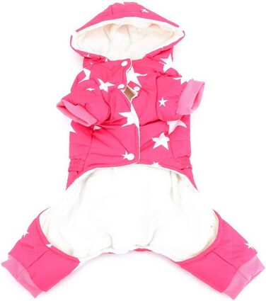 Зуєна - зимовий теплий куртка для собак маленьких порід з капюшоном, флісовою підкладкою та зірковим ремінцем. Водонепроникний костюм для собак, теплий одяг для собак, капюшон, пуловер, комбінезон для котів, цуценят, чихуахуа. Розмір L (XL, спина: 35 см; 