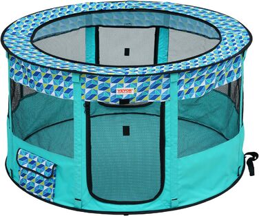 Вольєр для цуценят VEVOR розкладний, 812 x 609 x 558 мм, з мискою, 600D Oxford, для собак та інших тварин, блакитний