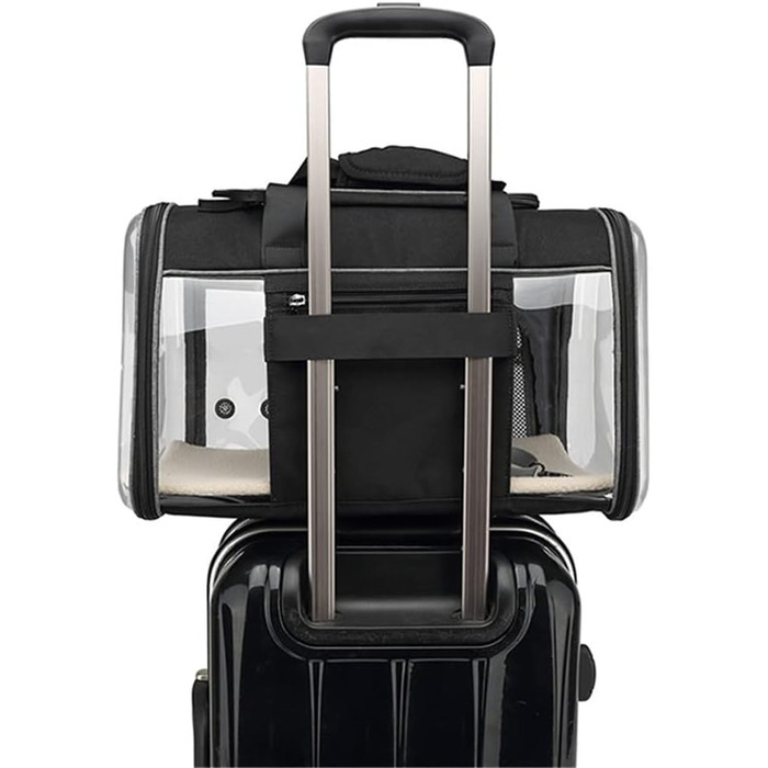 Транспортна переноска для собак та котів, чорна, 48x29x30 см, складана переноска для тварин