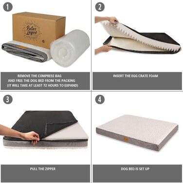 Ортопедичне ліжко для собак Patas Lague, велике, 91,4 x 61 см, м'яке, водонепроникне, з піною, знімний, пральний чохол, антиковзаюча підставка, рожевий колір, розмір L:36x24x3.5 IN