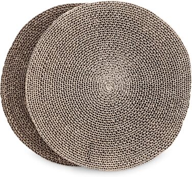 Набір з 2 картонних когтеточок для котів Navaris - круглі картонні килимки-когтеточки, коричневі