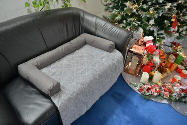 Крісло-ліжко для собак Raikou: комфортне місце для відпочинку, захист дивану та багажника, антиковзаюче покриття, легко миється, підходить для великих і маленьких собак (70x90 см, світло-сірий)