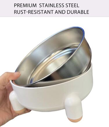 Миски для котів та собак з нержавіючої сталі, антиковзкі, підняті, 2 шт. (Білий)