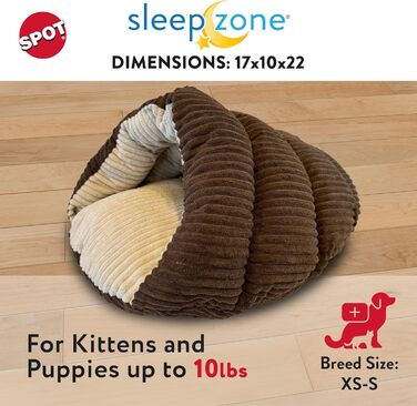 Будиночок-лежак Sleep Zone для котів і маленьких собак, м'який, зносостійкий, світло-коричневий, для домашніх улюбленців до 4,5 кг і 30 см, праний
