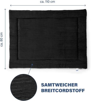 Килимок для собак великих порід Wallace & Jones Cardi, 130x90 см, чорний, з м'якої тканини, миється