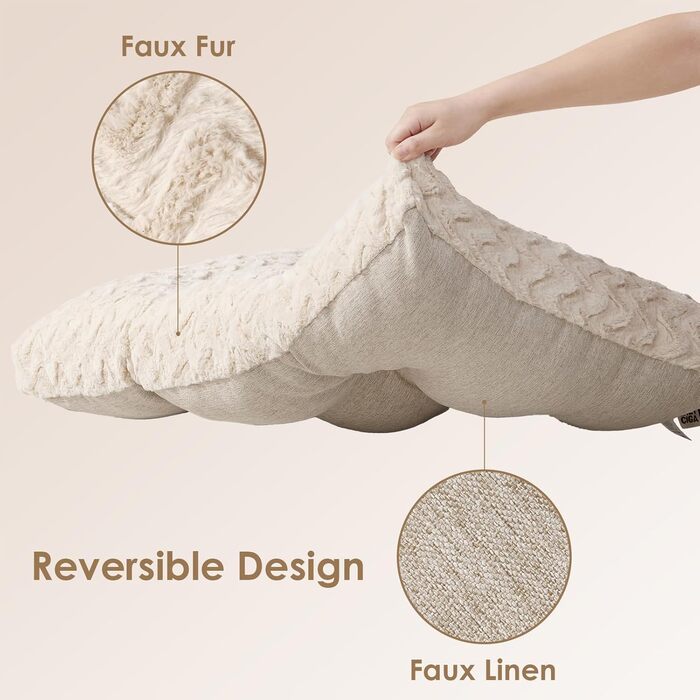 Килимок для собак великих порід, 104x68 см, XL, штучне хутро та льон, Бежевий