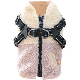Зимовий теплий одяг для собак, вітронепроникний, з флісовою підкладкою, з отвором для шлейки, для маленьких та середніх тварин, зелено-білий (рожевий/білий)