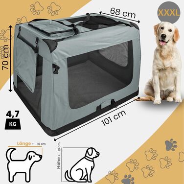 Складний переноска для собак Petigi S (50x35x36 см) – сумка-бокс для авто, котів, собак, кроликів, темно-сіра