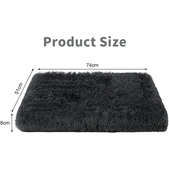 М'яке ліжко для собак та котів Aomig: квадратне, плюшеве, 75x50x8 см, сірий колір