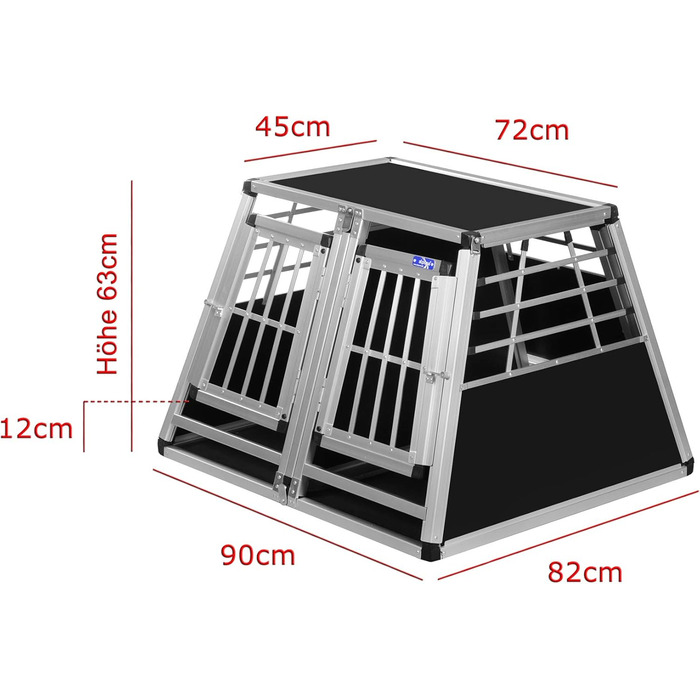 Транспортна переноска для собак Transportbox N23, алюмінієва, 82x90x63 см, з перегородкою та аварійним виходом