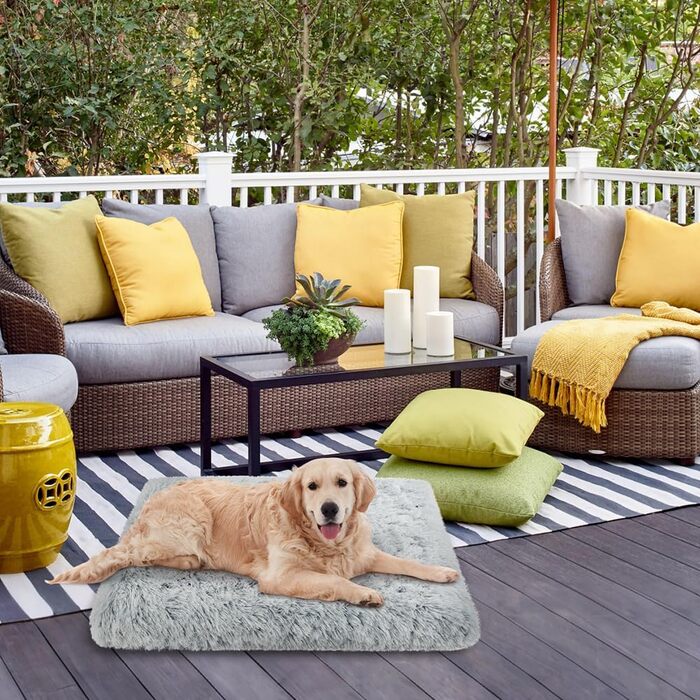 Крісло-лежанка для собак та котів Aomig, квадратне, плюшеве, 75x50x8 см, сірий колір