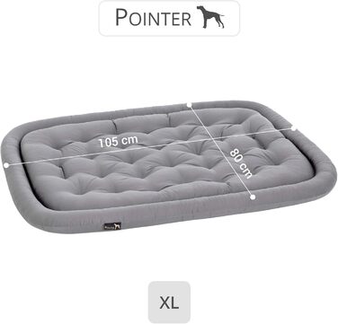 Ортопедичний лежак для великих собак Pointer 105x80 см, світло-сірий, праний до 95°C, без запаху, міцний, для дому та вулиці, вироблено в Німеччині