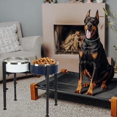 Підвищена годівниця для собак, металева, регульована висота та ширина, для великих, середніх та малих собак