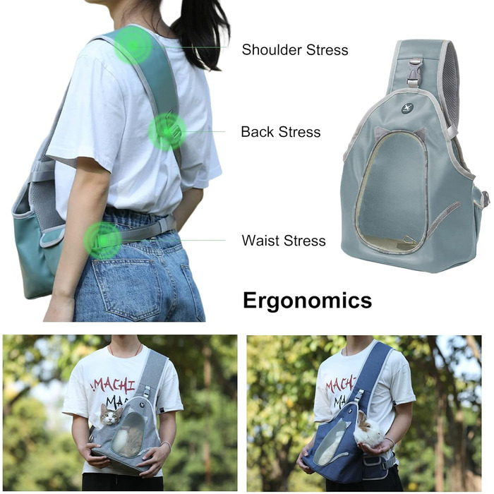 PETCUTE Сумка-переноска для собак та котів, складана, сіра, з ремінком безпеки та кишенею