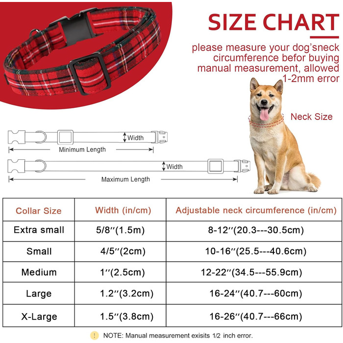 Комір для собак Unique Style Paws, регульований, м'який, зручний, клітинка, для малих, середніх і великих собак, обхват шиї 25,4–40,6 см