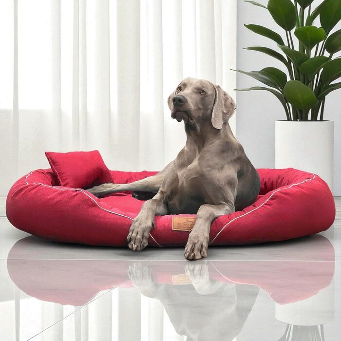 Ортопедичне ліжко для собак Tierlando Tiffany Couture XL XXL: велике собаче ліжко з меморі-піною, знімний чохол, 145x105 см, темно-червоний