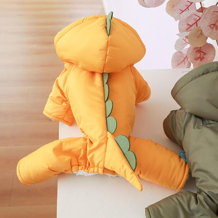 Костюм для собак у вигляді динозавра: теплий зимовий комбінезон з капюшоном, куртка-пуховик, костюм для собак, зелений, XL