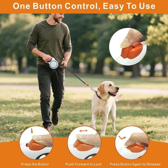 Рулетка для собак Dotolog, 8м, чорна - висувна повідка з подвійною лінією та запобіжною пряжкою