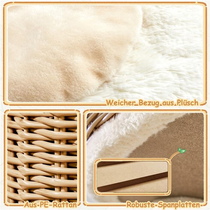 Дерево для котів Yaheetech з ротангу, 91 см, для великих котів до 10 кг, з печереєю та платформами, бежеве