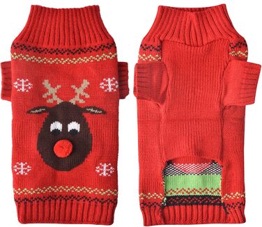 Стильний зимовий светр для собак на Новий рік з оленем (XXL, червоний)