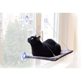 Підвіконна лежанка-гамак для котів Cat View з кріпленням на вікно