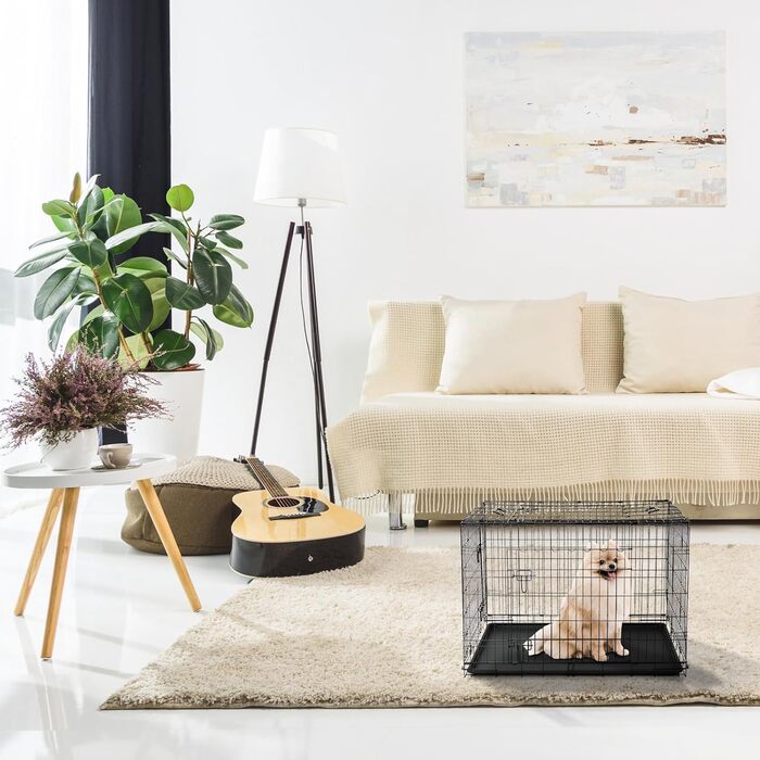 Клітка-переноска для собак, розмір S, чорна, 61x42x48,5 см. Розмірна переноска для собак та інших тварин, складна