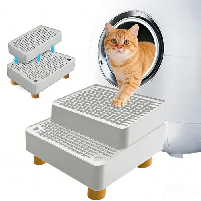 Сходи для котів Katzenklo Treppe Doppelstufig з фільтром для лотка: Рампа для кошенят та літніх котів, нековзка, легко миється